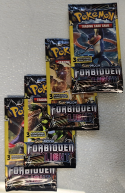 POKEMON SUN & MOON FORBIDDEN LIGHT 3 CARD BOOSTER PACK ART SET (4) NEW PACKS - Image 3