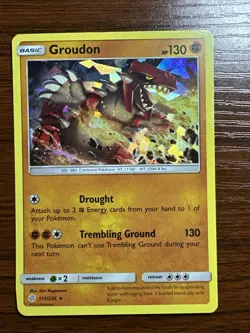 Groudon Rare Cracked Ice Holo Card SM Cosmic Eclipse 113/236 Pokemon TCG 2019 - Image 1