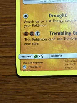 Groudon Rare Cracked Ice Holo Card SM Cosmic Eclipse 113/236 Pokemon TCG 2019 - Image 5