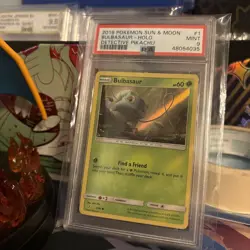 Pokemon TCG Bulbasaur Holo Rare Card Sun & Moon Detective Pikachu 2019 PSA 9 - Image 1