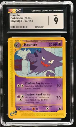 CGC 9 MINT Haunter 2003 Skyridge 63/144 Pokemon Card - Image 1