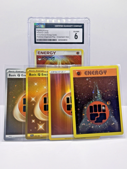 Pokemon Fighting Energy Lot of 4 Cards + 1 Graded | Prize Pack, Swirls, Gold - Image 1