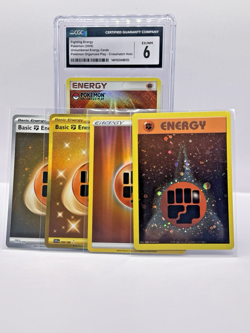 Pokemon Fighting Energy Lot of 4 Cards + 1 Graded | Prize Pack, Swirls, Gold - Image 2