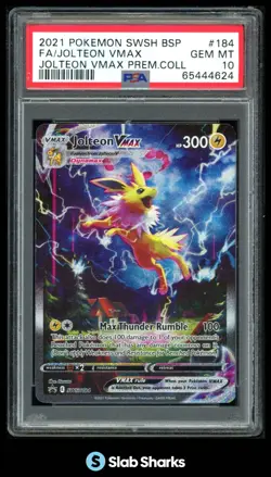 2019 POKEMON SWORD & SHIELD BLACK STAR PROMOS #SWSH184 JOLTEON VMAX PSA 10 - Image 1