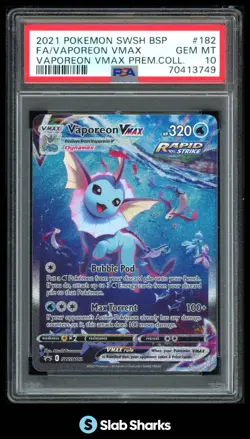 2021 POKEMON SWSH BLACK STAR PROMOS #SWSH182 VAPOREON VMAX FULL ART PSA 10 - Image 1