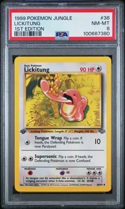 1999 POKEMON JUNGLE 1ST ED #38 LICKITUNG PSA 8 - Image 1