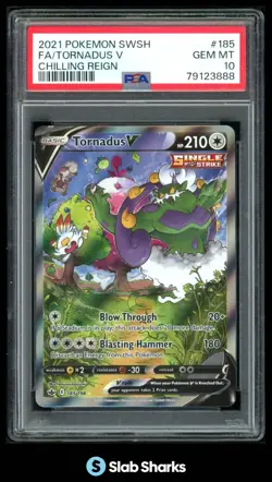 2021 POKEMON SWORD & SHIELD CHILLING REIGN #185/198 TORNADUS V FULL ART PSA 10 - Image 1