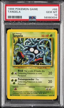 1999 POKEMON BASE SET UNLIMITED #66 TANGELA PSA 10 - Image 1