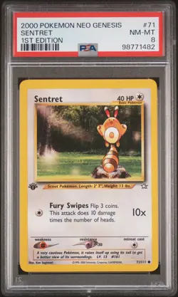2000 POKEMON NEO GENESIS 1ST EDITION #71 SENTRET PSA 8 - Image 1