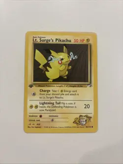RARE Vintage Pokemon TCG Lt. Surge's Pikachu Gym Heroes 81/132 1st Edition Card - Image 3