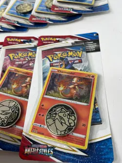 X14 Pokemon TCG Battle Styles Charmander Arrokuda Holo Promo Coin Booster Cards - Image 3