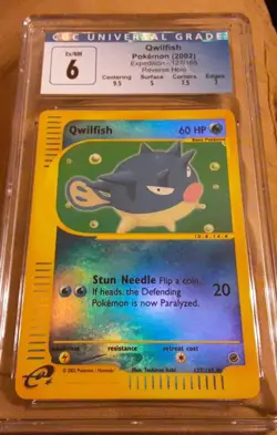 Pokemon Qwilfish Expedition Reverse Holo 127/165 Vintage 2002 CGC 6 EX/NM Subs - Image 1