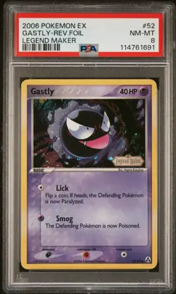 2006 POKEMON EX LEGEND MAKER GASTLY #52 REVERSE PSA 8 NM #114761691 - Image 1