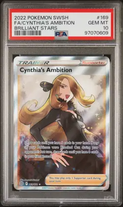 PSA 10 2022 POKEMON SWORD & SHIELD BRILLIANT STARS FULL ART/CYNTHIA'S AMBITION - Image 1