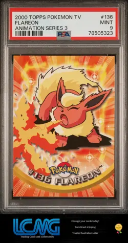 2000 Topps Pokemon Tv Animation Series 3 #136 Flareon PSA 9 D2P - Image 1