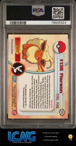 2000 Topps Pokemon Tv Animation Series 3 #136 Flareon PSA 9 D2P - Image 2