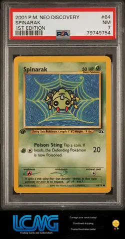 2001 Pokemon Neo Discovery #64 Spinarak 1st Edition PSA 7 D2P - Image 1