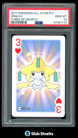 2017 POKEMON ALL STAR PLAYING CARDS JIRACHI THREE OF HEARTS PSA 10 - Image 1