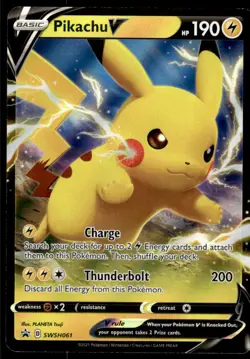 Pokemon TCG SWSH: Sword & Shield Promo Cards #SWSH061 Pikachu V NM - Image 1