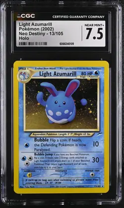 CGC 7.5 Light Azumarill 2002 Neo Destiny 13/105 Holo Pokemon Card - Image 1