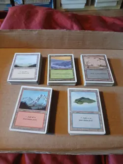 Lot Of 200 Mtg White Border Lands Old Frame 40 Of Each Type Nice Mix - Image 1