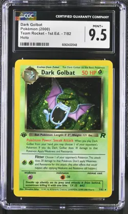 CGC 9.5 MINT+ Dark Golbat Team Rocket 1st Edition 7/82 Holo Pokemon Card - Image 1