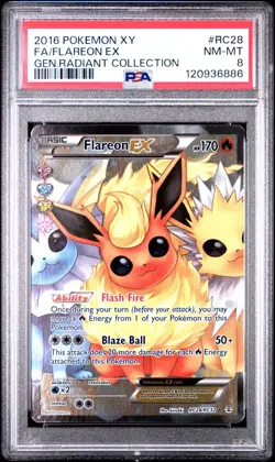 2016 POKEMON GENERATIONS RADIANT COLLECTION FA FLAREON EX RC28 PSA 8 - Image 1