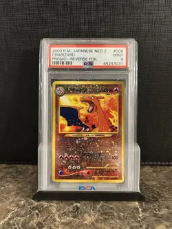 2000 Pokemon Pocket Monster Japanese Neo 2 Charizard Reverse Foil Promo PSA 9 - Image 1