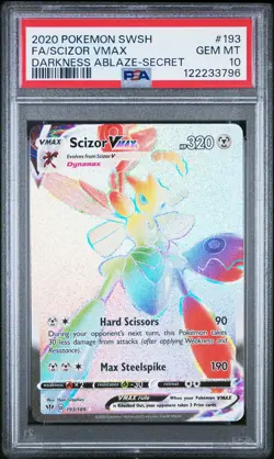 2020 POKEMON SWORD & SHIELD DARKNESS ABLAZE SECRET FULL ART/SCIZOR VMAX PSA 10 - Image 1