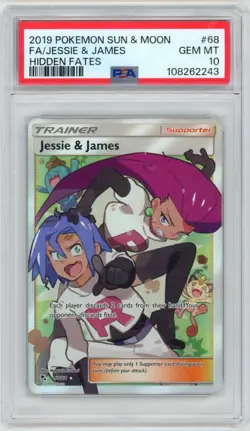 2019 Pokemon Sun & Moon Hidden Fates #68 Full Art/Jessie & James PSA 10 - Image 1