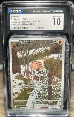 CGC 10 GEM MINT Pokemon Swinub 165/159 Journey Together Illustration Rare - Image 1