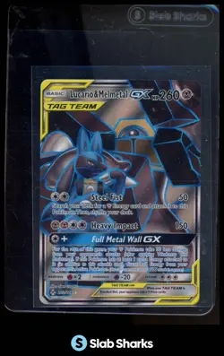 2019 POKEMON SUN & MOON UNBROKEN BONDS 203/214 LUCARIO & MELMETAL GX TAG TEAM - Image 1