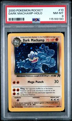 2000 POKEMON ROCKET #10 DARK MACHAMP-HOLO PSA 8 - Image 1