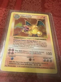Pokemon TCG Charizard 004/102, Base Set (Shadowless) Holo Rare Wizards - Image 1