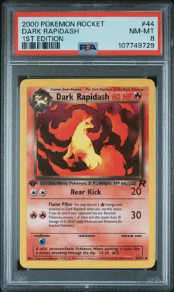 2000 POKEMON ROCKET 1ST ED #44 DARK RAPIDASH PSA 8 - Image 1