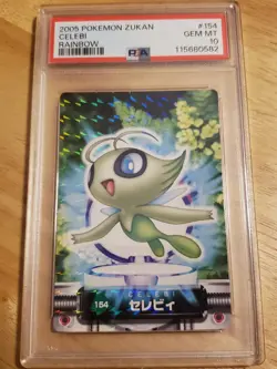 2005 CARDDASS POKEMON ADVANCED GENERATION ZUKAN RAINBOW #154 CELEBI PSA 10 Pop 5 - Image 1