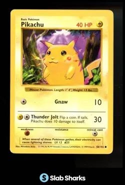 1999 POKEMON SET SHADOWLESS #58/102 RED CHEEKS PIKACHU - Image 1