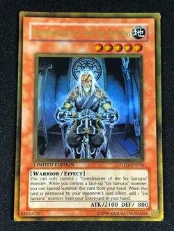 YUGIOH GRANDMASTER OF THE SIX SAMURAI GLD1-EN026 GOLD PLAY/ EDGE-WEAR - Image 1