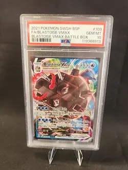 Pokemon SWSH103 Blastoise VMAX Battle Box Black Star Promo Card PSA 10 Holo 2021 - Image 1