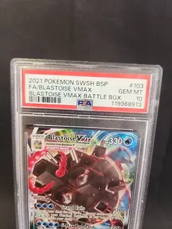 Pokemon SWSH103 Blastoise VMAX Battle Box Black Star Promo Card PSA 10 Holo 2021 - Image 2