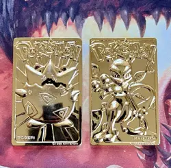 Pokemon 23K Gold Plated Cards 1999 Burger King Promotion Set Mewtwo Togepi - Image 1