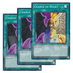 Yugioh - Change of Heart x 3 - 1st Edition Super Rare NM - Free Holographic Card - Image 1