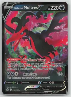 Pokemon Card Galarian Moltres V Ultra Rare SWSH06: Chilling Reign 097/198 NM - Image 1