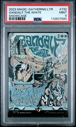 PSA 9 Gandalf the White Poster 0732 M Borderless, MTG LotR Lord of the Rings - Image 1