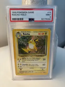 PSA 9 1999 Pokemon Raichu 14/102 Base Set Unlimited Holo Mint 💎 - Image 1