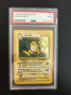PSA 9 1999 Pokemon Raichu 14/102 Base Set Unlimited Holo Mint 💎 - Image 2
