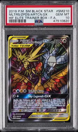2019 POKEMON SM BLACK STAR PROMO FULL ART/MOLTRES & ZAPDOS & ARTICUNO GX PSA 10 - Image 1