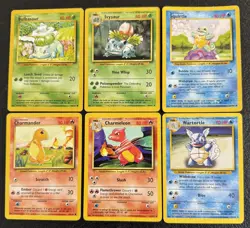 Pokemon Base Set Starter Evolution Lot Charmander Squirtle Bulbasaur HP/MP - Image 1