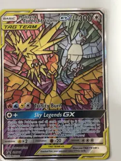 Pokemon Moltres Zapdos Articuno GX SM210 Hidden Fates Stained Glass - Image 5