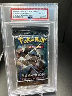 📈2017 PSA 10 Pokemon Sun & Moon Burning Shadows Foil Booster Pack Necrozma - Image 1